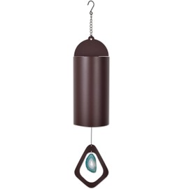 Sunset Vista Designs Wind Bell - Bronze Powder Coated Metal with Blue Agate Windcatcher, 10.75" Long, Large