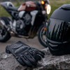 Harssidanzar Men's Leather Motorcycle Gloves with Touch Screen, Powersports Articulating