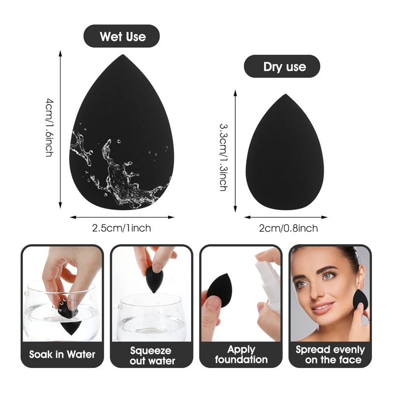 6Pcs Black Mini Makeup Sponge, Small Beauty Sponge Blender Set