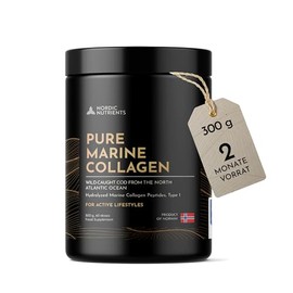 Marines Collagen Powder Type I Norwegian Wild Cart Dermatest + 34.8% Skin Moisture 95% Protein for Skin, Hair, Joints & Regeneration MSC Certified 300 g (60 Servings)