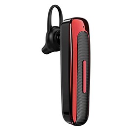 Risegun Bluetooth Headset, Wireless Hands-Free Headset In-Ear Single Headphones with Noise Cancelling for Driving, Business, Office (Red)