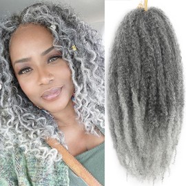 7 Packs Marley Twist Braiding Hair 12 Inch Marley Twist Hair Long T Gray Marley Hair for Faux Locs 105 Strands Afro Twist Hair Extensions (T gray#, 12INCH(pack of 7))