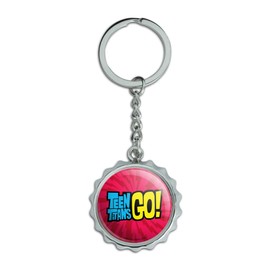 Teen Titans Go! Logo Keychain Chrome Plated Metal Pop Cap Bottle Opener