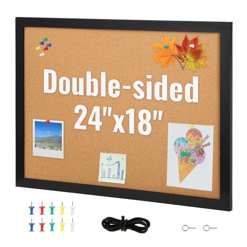 24 X 18 Inches Double-Sided Cork Board MDF Sticker Frame