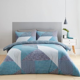 Catherine Lansfield Bedding Larsson Geo Single Duvet Cover Set with Pillowcase Teal