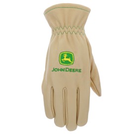 John Deere JD84014-WSM Women's Water Resistant Leather Gloves, Abrasion Resistant, Tan, Small/Medium
