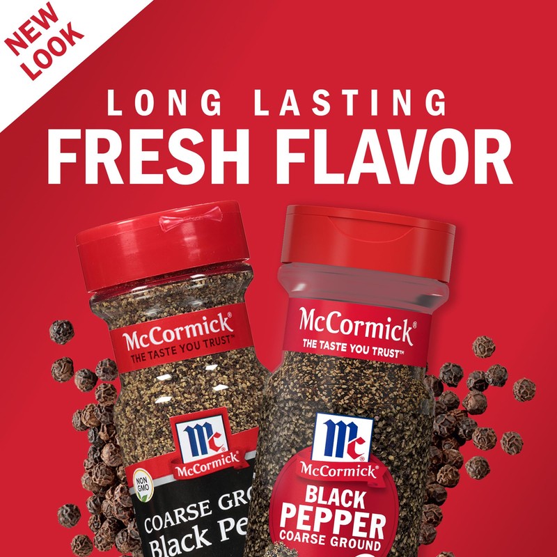 McCormick Black Pepper, Coarse Ground, Non GMO, Hand-Harvested, Enjoy Distinctive