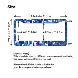 LOVEJIA Blue License Plate Frame, Blue White Leopard Print License Plate Frames Cool Car Plate Frame Holder Cover for Women Men with 2 Holes (LJC-84)