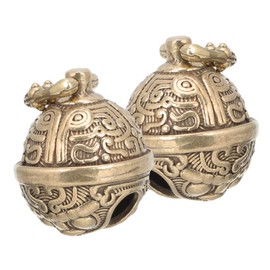 Vaguelly 2pcs Vintage Brass Bell Pendant Delicate Carving for Keychain and Home Decor Rustic Charm Hanging Ornament for and Personal Use