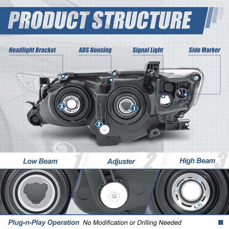 Auto Dynasty Headlight Assembly Compatible with Toyota Camry L LE
