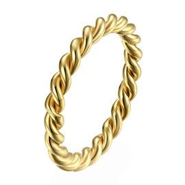 INRENG 3mm Stainless Steel Twisted Rope Ring Wedding Rings Band for Men Women Gold Size 11