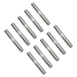 TOUHIA 10pcs M6 Double End Threaded Stud Screw Bolt M6x40mm, Stainless Steel, Silver Tone