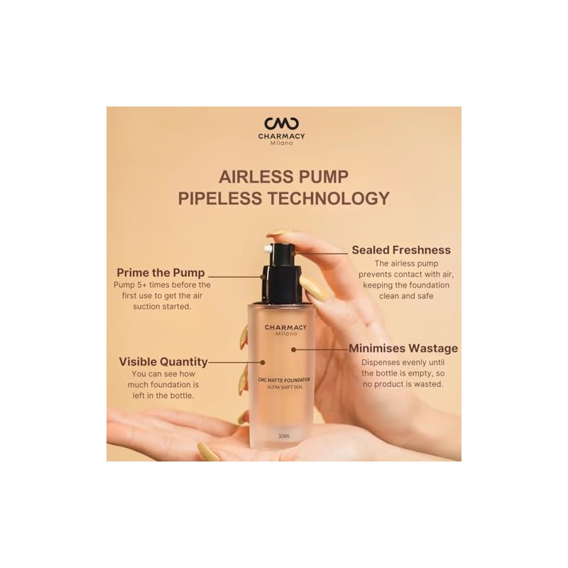Charmacy Base Maquillaje Líquida Mate Resistente Agua Horas Duración Sudor