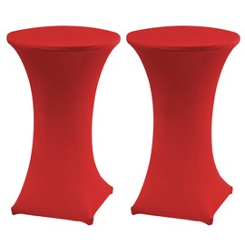 2 Packs Spandex Cocktail Table Cover Stretch White High Top Bar Round Fitted Tablecloth, Washable Round Diameter 80x110 cm Table Protection, for Weddings Trade Show Banquet Birthday Outdoor, Red
