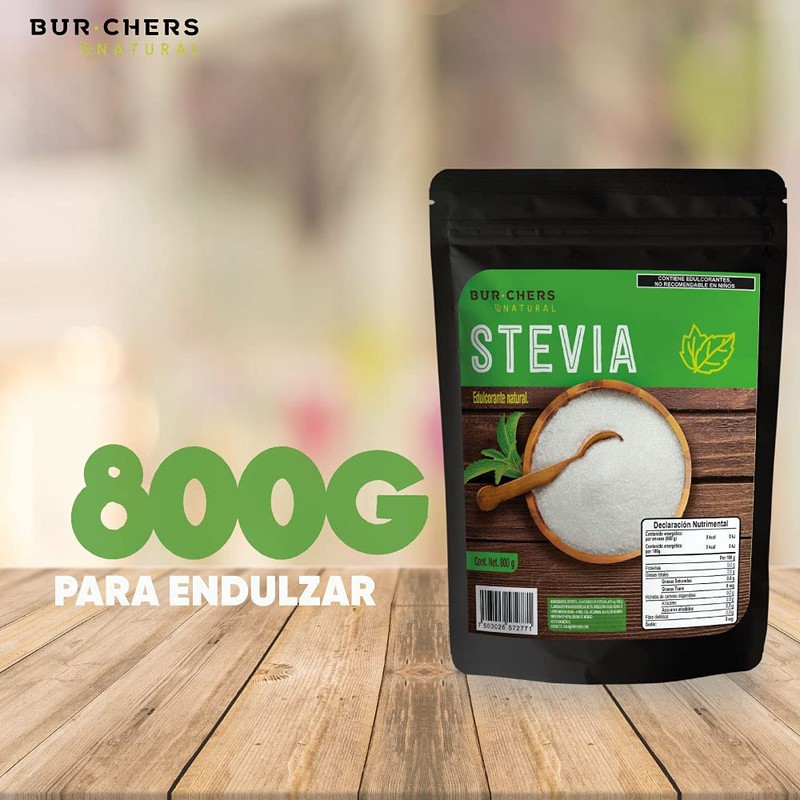 Edulcorante Natural, Stevia, Sin Calorias 800g - Burchers Natural