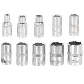 10 Pcs 1/4”Drive Metric Deep Socket Set,4-13mm Sockets Metric SAE Mechanic Tool Drive Socket.