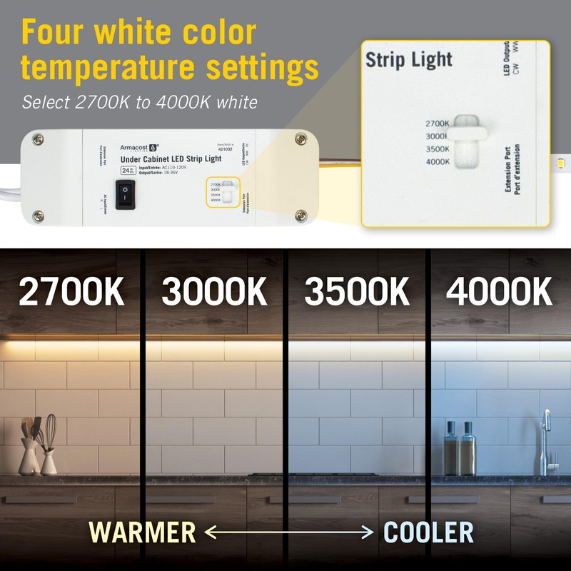 Armacost Lighting 22" White CCT Tunable Under Cabinet Lighting LED