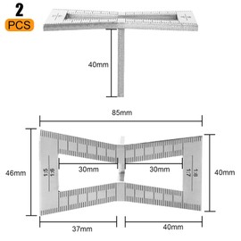 AHUNTTER 2PCS Dovetail Marker, Dovetail Guide Tool with Scale, Hand Cut Wood Joints Gauge, Dovetail Template Jigs Size 1:5-1:6 & 1:7-1:8 for Woodworking, Silver