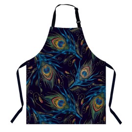 BGBDEIA Peacock Feathers Chefs Apron, Cooking and Baking Apron for Men and Women, Kitchen Apron, Butchers Apron, BBQ & Catering Bibs