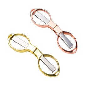 2 Pcs Folding Scissors Safe Foldable Travel Scissors Portable Mini Scissor Stainless Steel Small Folding Scissor for Home Office School Travel Use Telescopic Cutter Mini Shear (Rose Gold + Gold)