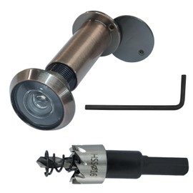 LifCratms Door Viewer Peephole，Zinc Alloy 200 Degree with 16 mm/0.63 inch Drill Bit for 1-3/4" to 2-15/16" Doors for Home Office Hotel (Red Bronze)