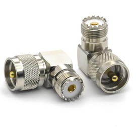 Ahoaepy 2PCS PL259 UHF 90 Degree Right Angle Coax Adapter, PL259 Male to SO239 Female Elbow Antenna Connector, UHF SO239 L Shape Coax Connector for CB HAM Radio,Antenna, SWR Meter, Antenna Analyzer