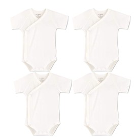 Blueleyu Unisex Baby Short Sleeve Onsies Cotton Baby Bodysuit Pack Cardigan Onsies Infants, Pack of 4, white colour