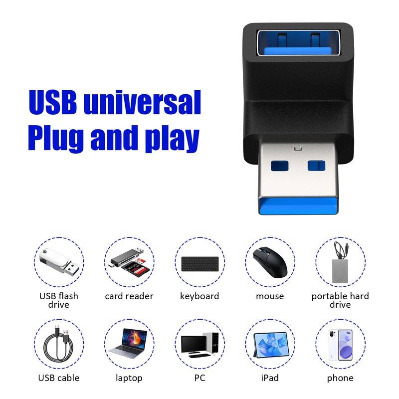 Gbformat USB to USB 3.1 Angled Connector 90 Degree Adapter