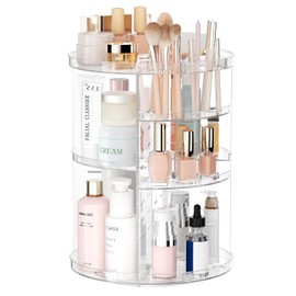 Organizador giratorio de maquillaje, organizador giratorio para el cuidado de la piel, 8 capas ajustables, vitrina cosmtica con soporte para brochas, 