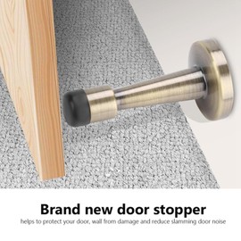 2 Pcs Door Stopper, Brass Door Stoppers for Wall Protector Wall Mounted Door Stop with Rubber Anti-Collision Skirting Board Door Stop for Indoor Hotel Office