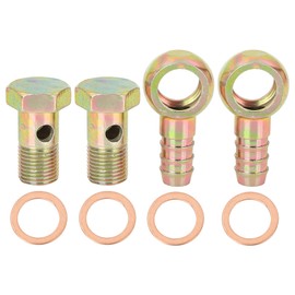 X AUTOHAUX 2 Sets 16 mm Banjo Hose Barb Bolt Fittings Banjo Bolt Washer Metal for Car Motorcycle