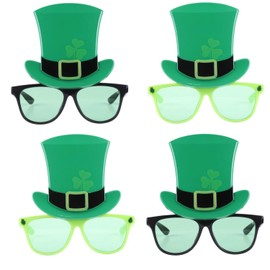 Giga Gud 4 Pairs St.Patrick's Day Plastic Glasses Irish Shamrock Eyeglasses Green Clover for St. Patrick's Day Party Favors Supplies (GREEN BLACK)
