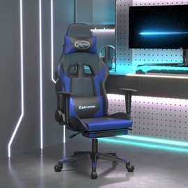 AGANS Enhance Comfort with Ergonomic Gaming Chair, Massage Function, Adjustable Height and Backrest, Faux Leather Upholstery, Black and Blue