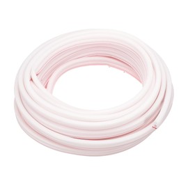 HARFINGTON Rubber Weather Stripping Door Seal Strip, 33 Feet D-Shaped Draught Excluder for Door Window Frame, Self Adhesive Waterproof Weather Sealing Strip for 0.43" to 0.57" Gap, White