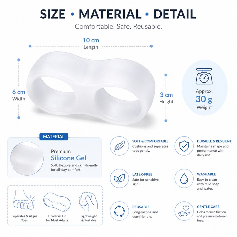 6-Piece Silicone Toe Separators for Daily Comfort – Soft Washable