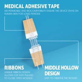 Zip Stitch Wound Closure Kit, Butterfly Bandages,Quick Clot for Easy Use, Surgical Quality,Emergency Laceration Closures Strips, Suture-Free Surgical Repairment, First Aid Wound Care (Yellow, 6)