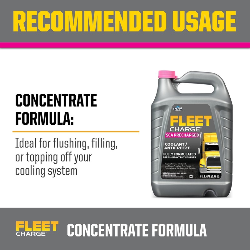 PEAK Fleet Charge SCA Precharged Concentrate Antifreeze and Coolant for