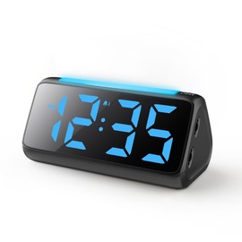Netzu Digital Alarm Clocks for Bedrooms, Bedside Clocks with Night Light, Large Display, Dual Alarm, Snooze, LED Desk Dimmable Alarm Clock for Kids Teens