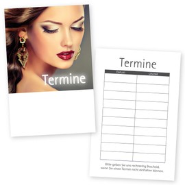 Hair & Beauty Beauty Salon Hairdresser Appointment Cards with 10 Appointment Fields and Stamp Surface on the Front Pack of 100