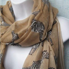 Hot Zebra Print Scarf Animal Fashion Scarves (Beige)