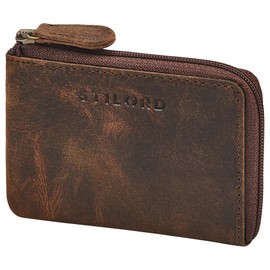 STILORD 'Keyon' Small Key Purse for Women & Men Real Leather - Elegant NFC & RFID Key Pouch Car Key Bag with Key Chain - Keyring Card Holder for Cards and Coins, Colour:Kreta - Brown