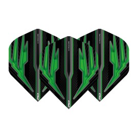 RED DRAGON Hardcore Radical Black & Green Extra Thick Standard Dart Flights - 4 sets Per Pack (12 Dart Flights in total)
