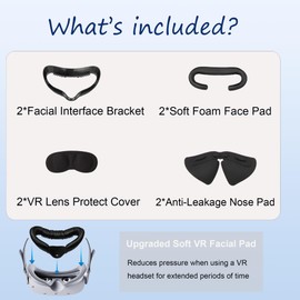 DTianSir 2Pack VR Facial Interface for Oculus Quest 2,Removable Facial Interface Bracket,VR Accessories Set with Anti-Leakage Nose Pad,Face Pad Replacement,Lens Protector