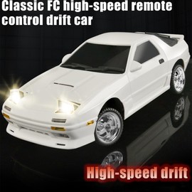 Moonzeamus 1:18 RX7-FC 3S Model LD1802 RC Drift Car 1/18 2.4G Remote Control on Road ESP Gyroscope LED Mini RC Racing Cars (White)