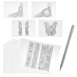 QMNNMA Leather Scriber Pen, Pointy Stainless Steel Picker Pen with Carving Pattern Description Paper for DIY Crafts, Leather Line Description