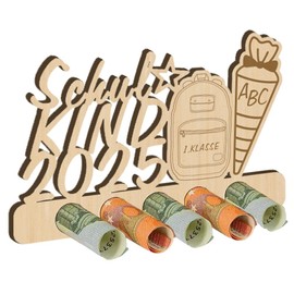 School Child Money Gift Wooden First Class Stand Design with ABC 123 School Cone First Day of School Money Gifts for Painting School Introduction Gift Idea