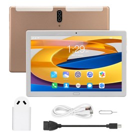 10.1 Inch Tablet 6GB RAM 128GB ROM Octa Core Processor Support 2.4GHz FHD 6000mAh 5G WiFi Tablet for Android 10 100‑240V AU Plug Gold