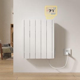 Electric Wall Heater for Indoor Use LED Display 800W Adjusting Thermostat Convection Space Heater Freestanding with Wheels Plug-in Electric Panel Heater Easy Control, Safety Features