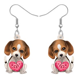 DALANE Acrylic Cute Beagle Dog Earrings Dangle Drop Anime Puppy Pets Jewelry for Women Girls Kids Dog Lovers Charms Gifts Party Favors (Valentines Day A)
