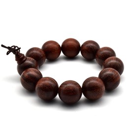 Zen Dear Unisex Natural African Blood Red Sandalwood Prayer Beads Tibetan Buddhism Mala Bracelet Necklace (20mm x 12 Beads)